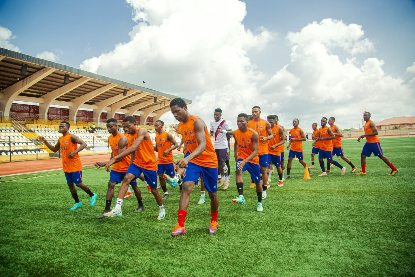 Players stretching